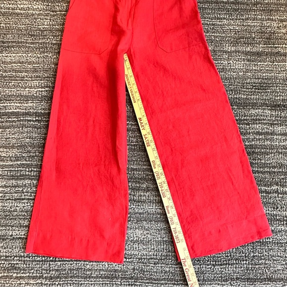 Vintage Libera Mente 100% Linen Wide-Leg Pants Size 0 Ankle Crop IT40 Red - Picture 12 of 15